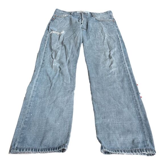 Levi’s Original Fit Straight Leg Button Fly Jeans Blue Size 34x32
